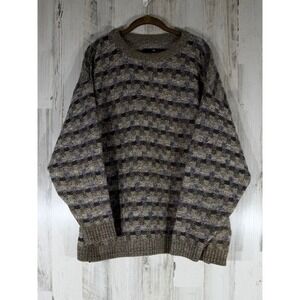 Consensus Sportswear Mens‎ Sweater Size Large Geometric Brown Blue Vintage USA